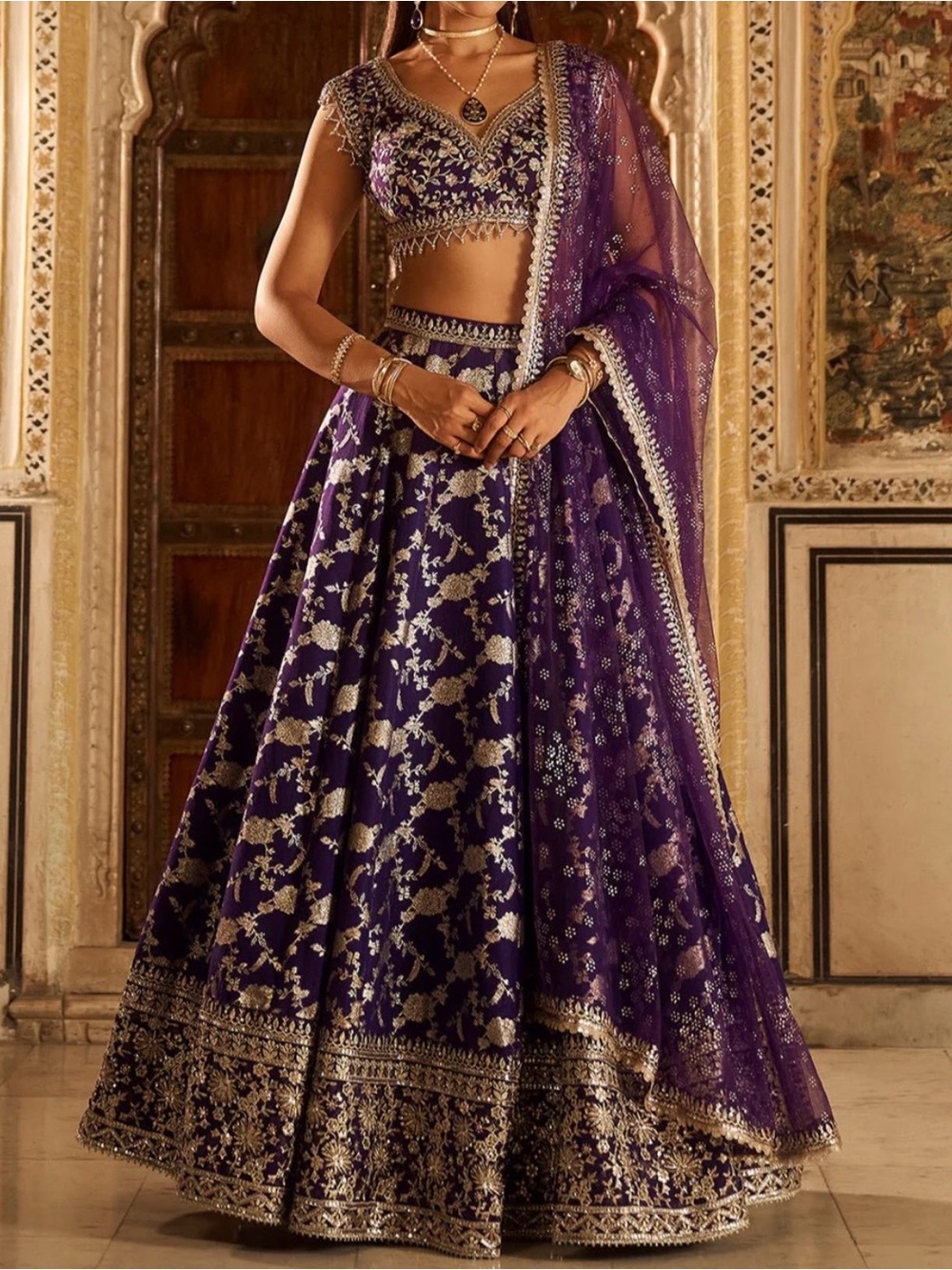 Purple Embroidered Lehenga Choli with Dupatta